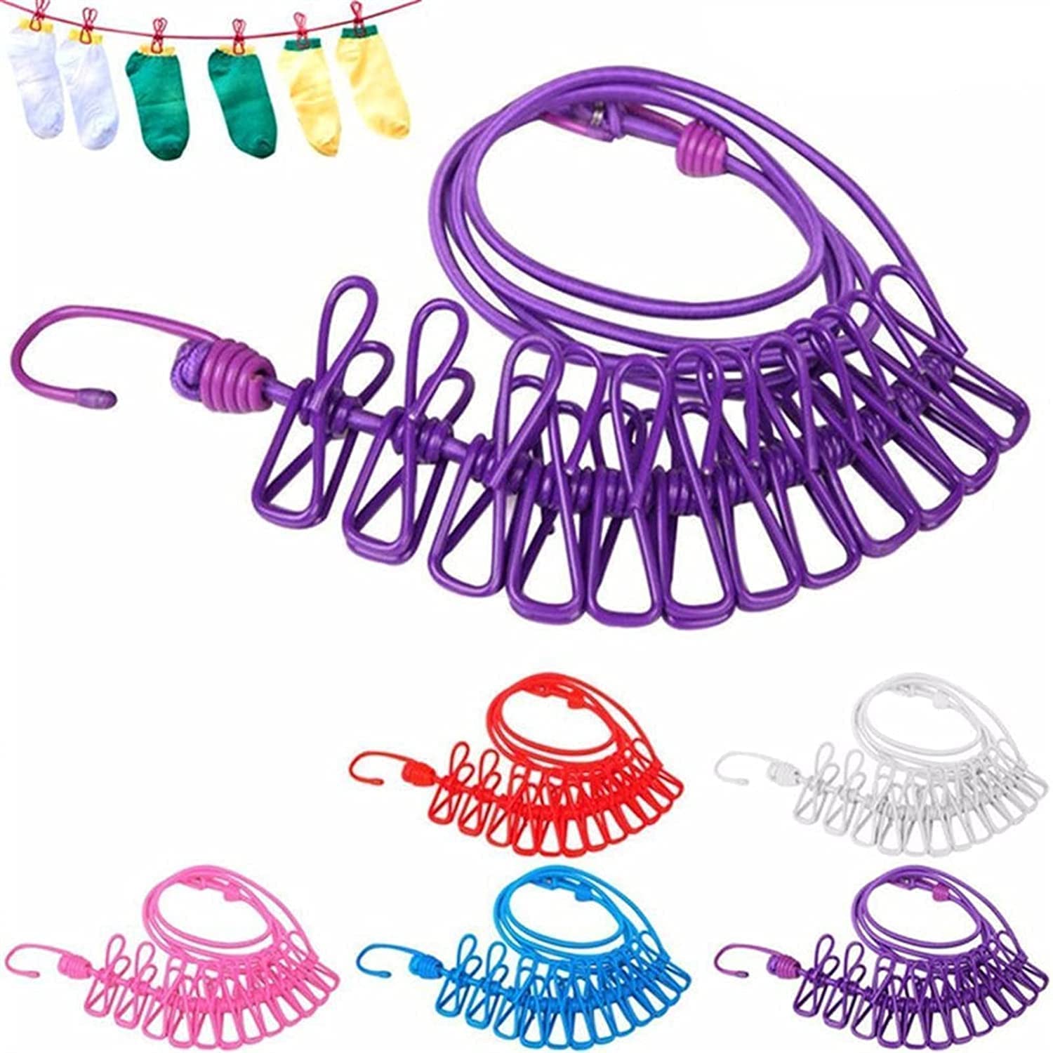 12Clip Cloth Drying Rope