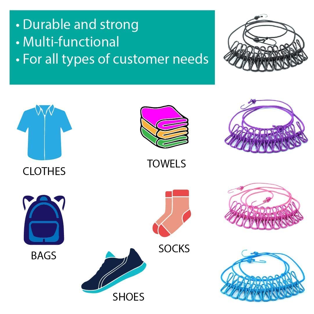 12Clip Cloth Drying Rope - Image 6