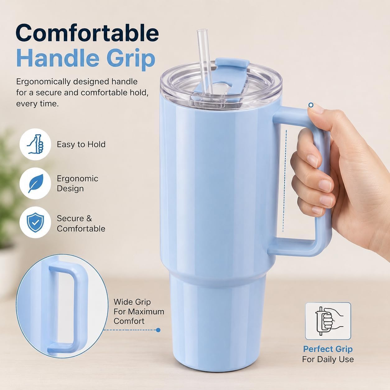 1200ML Tumbler With straw - Image 2